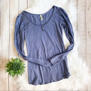 Free People Blue Long Sleeve Top